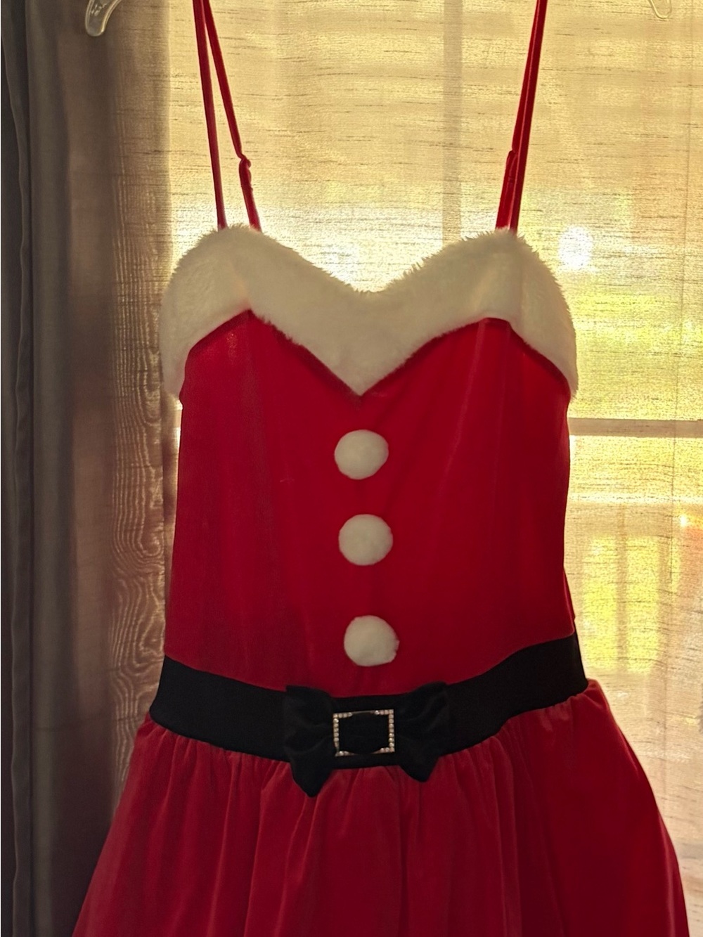 No Boundaries Red and White Santa-Style Chemise with Black Belt